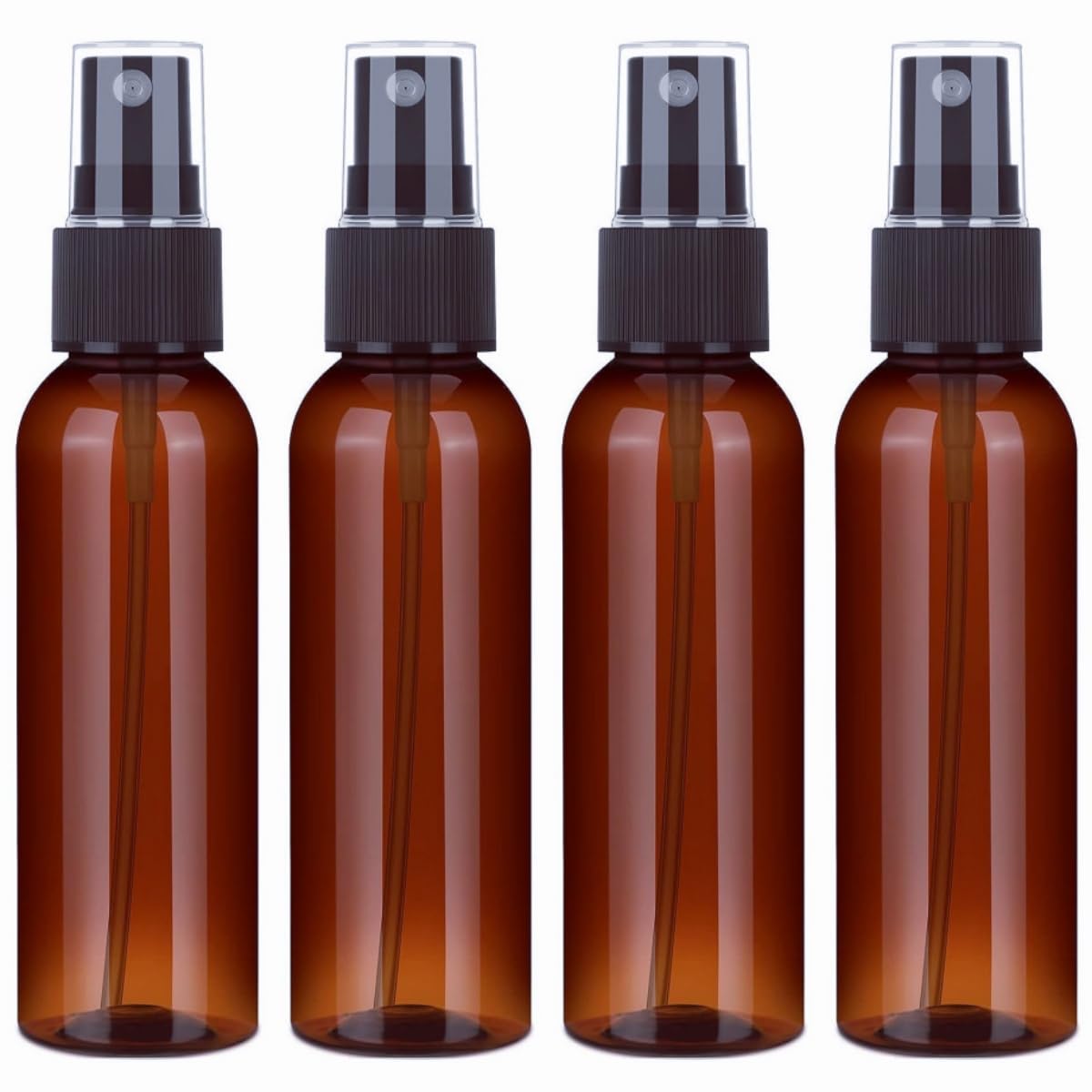 Sinide Plastic Spray Bottles 100 Ml/3.4 Oz, Amber Fine Mist Mini Travel Bottle Set, Portable Refillable Makeup Sprayer Container