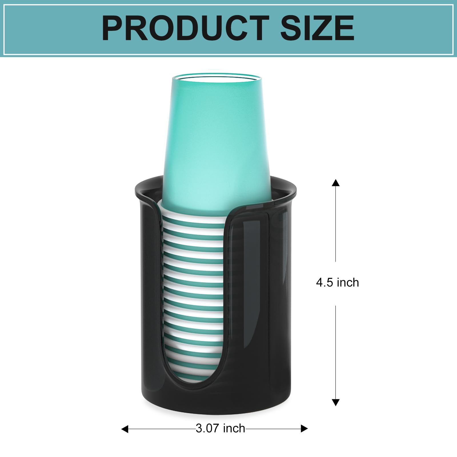 Byaway 5 Oz Bathroom Cup Dispenser Black, Disposable Mouthwash Cups Holder Fit 5Oz Paper Cups,Countertop Bathroom Cup Holder Mou