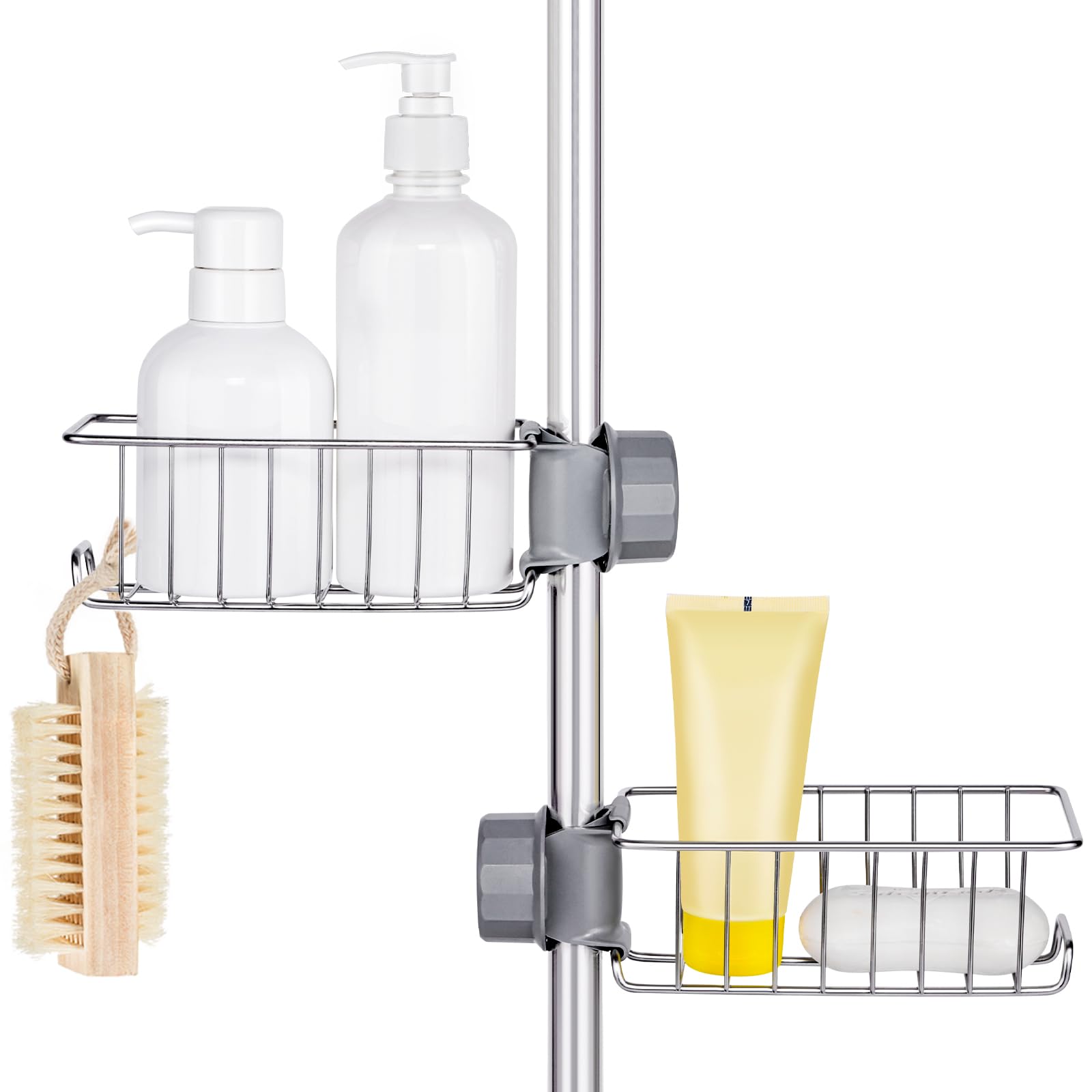Buoluty Clawfoot Tub Shower Caddy(Shower Rod Not Included),Clawfoot Tub Accessories,Tub Caddy,SUS304 Stainless Steel Shower Shel