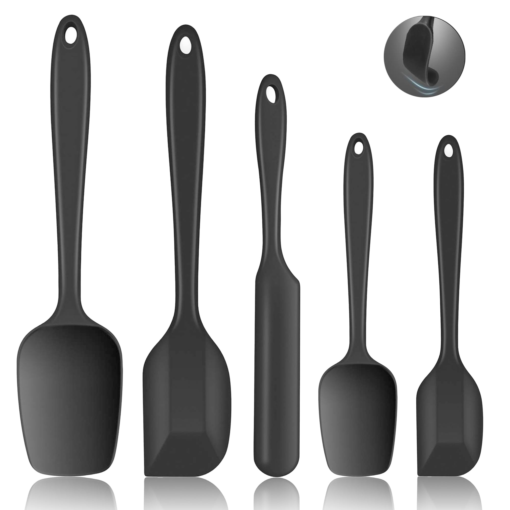 Silicone Dough Scraper, Pack Of 5 Kitchen Utensils With Metal Core, Flexible, HeatResistant, NonStick Silicone Spatula, Cookin