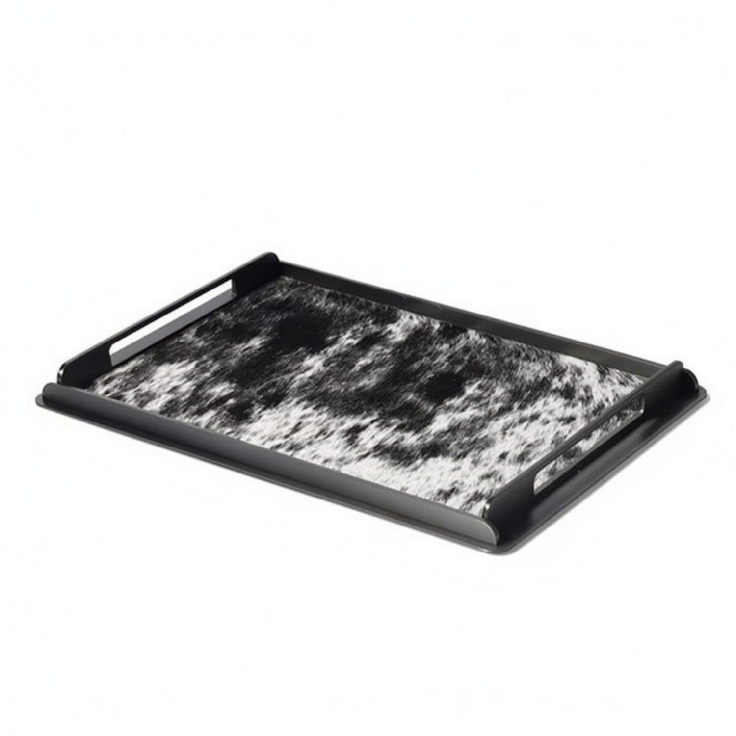 Rectangular Tray With Handles Slim Metal Frame Tray Shallow Platter Decorative For Desktop, Coffee Table, Vanity, Gradient Horse