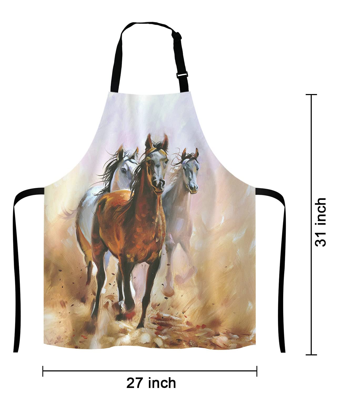 Lefolen Three Horse Kitchen Cooking Bbq Chef Apron,Funny Apron For Men, Women - Dad Presents, Presents For Men - Birthday, Mothe