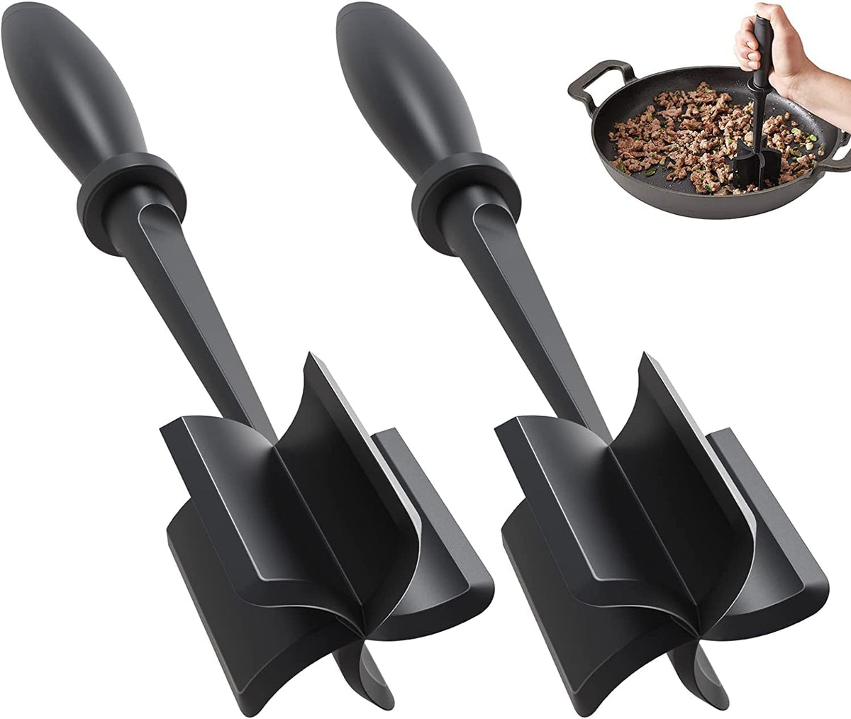 2 Pcs Meat Chopper, Upgrade Hamburger Chopper, Premium Heat Resistant Meat Masher For Hamburger Meat, Ground Beef Smasher, Nylon