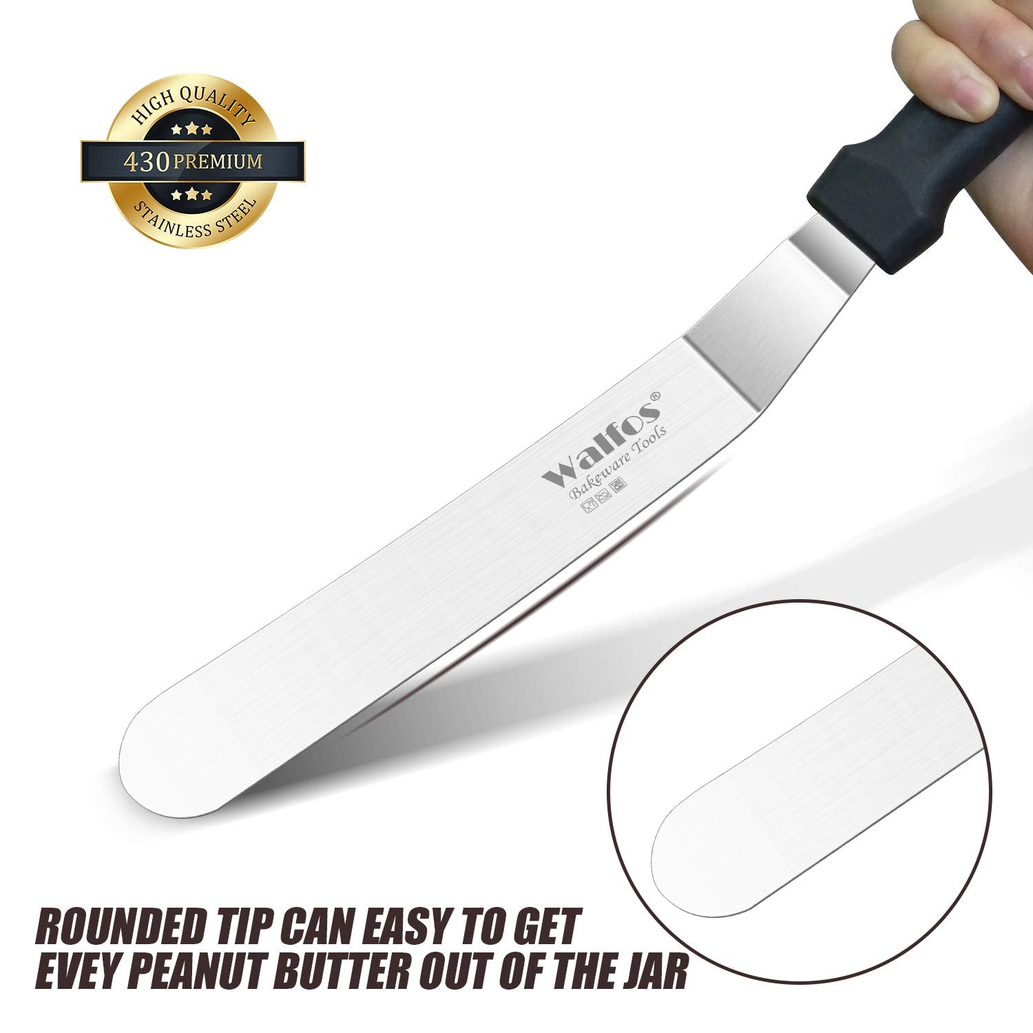 Walfos Icing Spatula, Stainless Steel Cake Spatula With Sturdy And Durable Handle Cake Decorating Spatula - Multi Purpose Use Fo