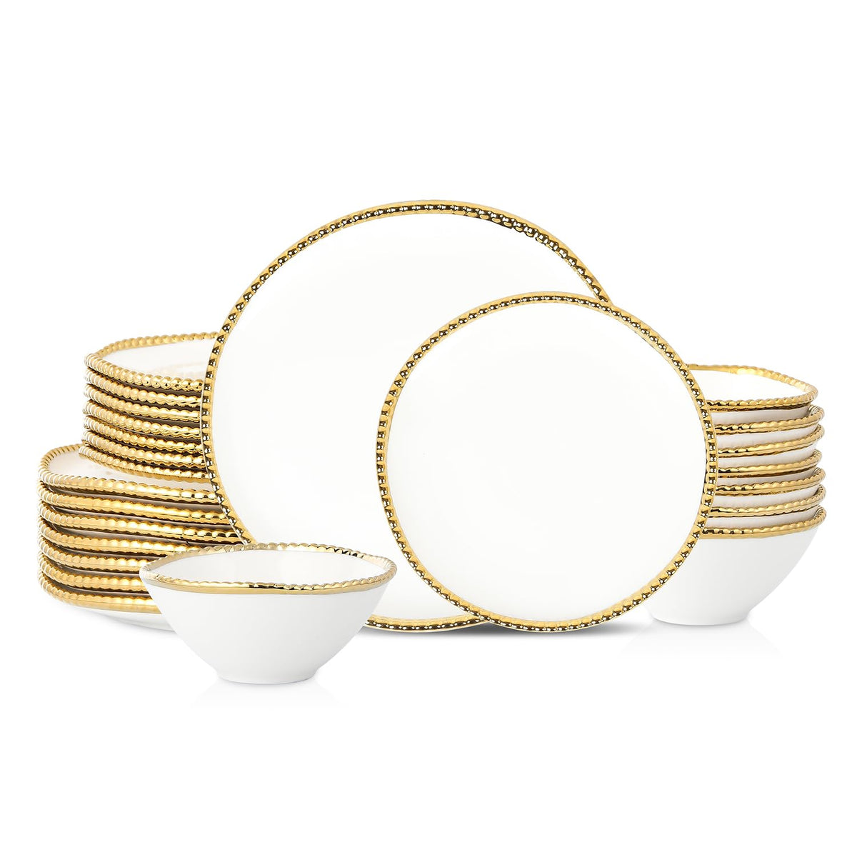 Christian Siriano Akoya Porcelain Dinnerware Set, 24-Piece - Dish Set for 8, Plates and Bowls Set, White