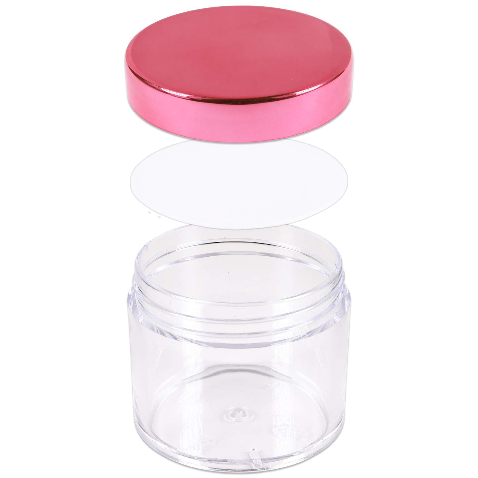 Beauticom 2 Oz./ 60 Grams/ 60 Ml Thick Wall Round Clear Plastic Leak-Proof Jars Container With Rose Gold Lids For Cosmetic, Lip