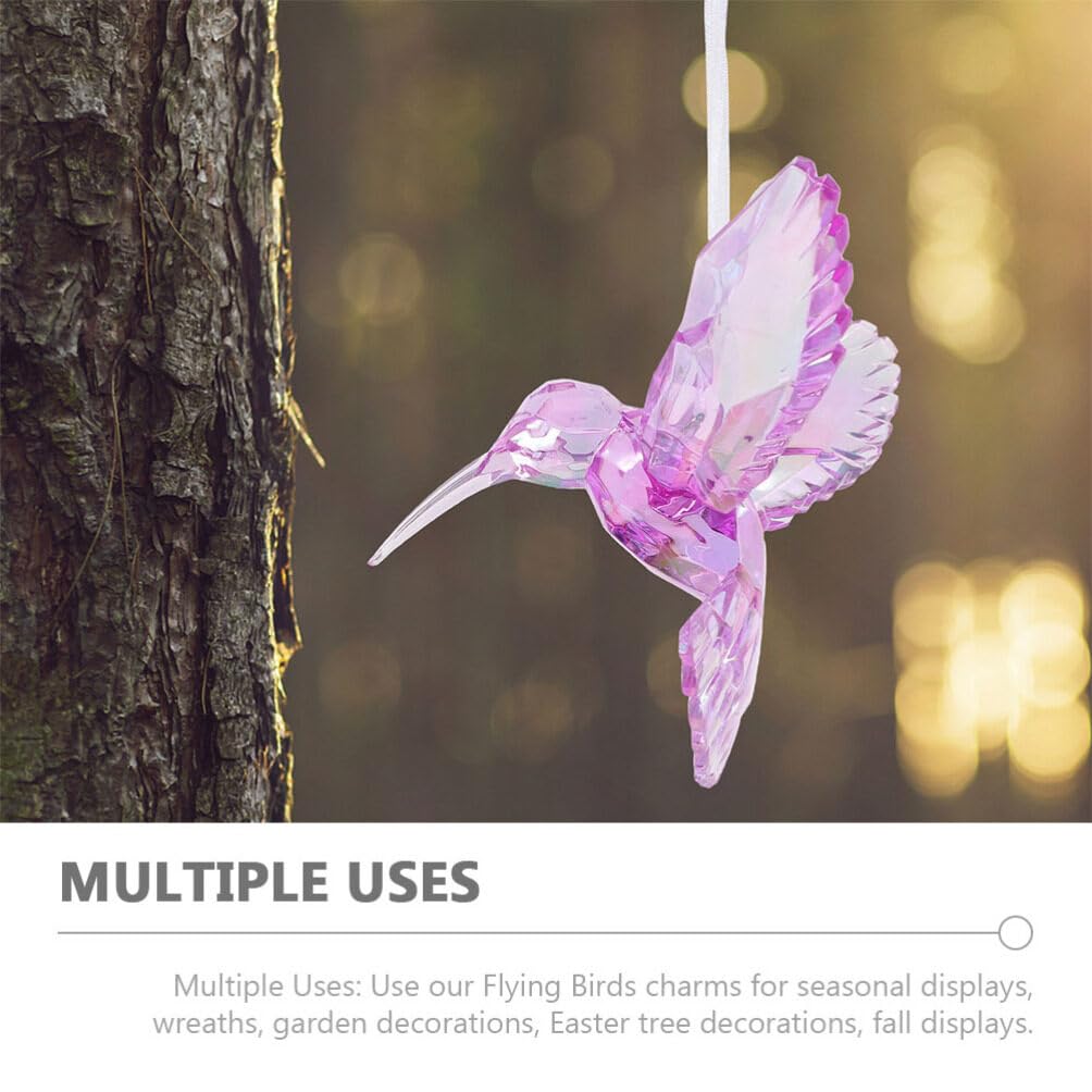 VILLCASE 6pcs Crystal Bird Pendant Clear Christmas Ornaments Hummingbird Decor Ceiling Hanging Decor Home Pendants Modeling Orna