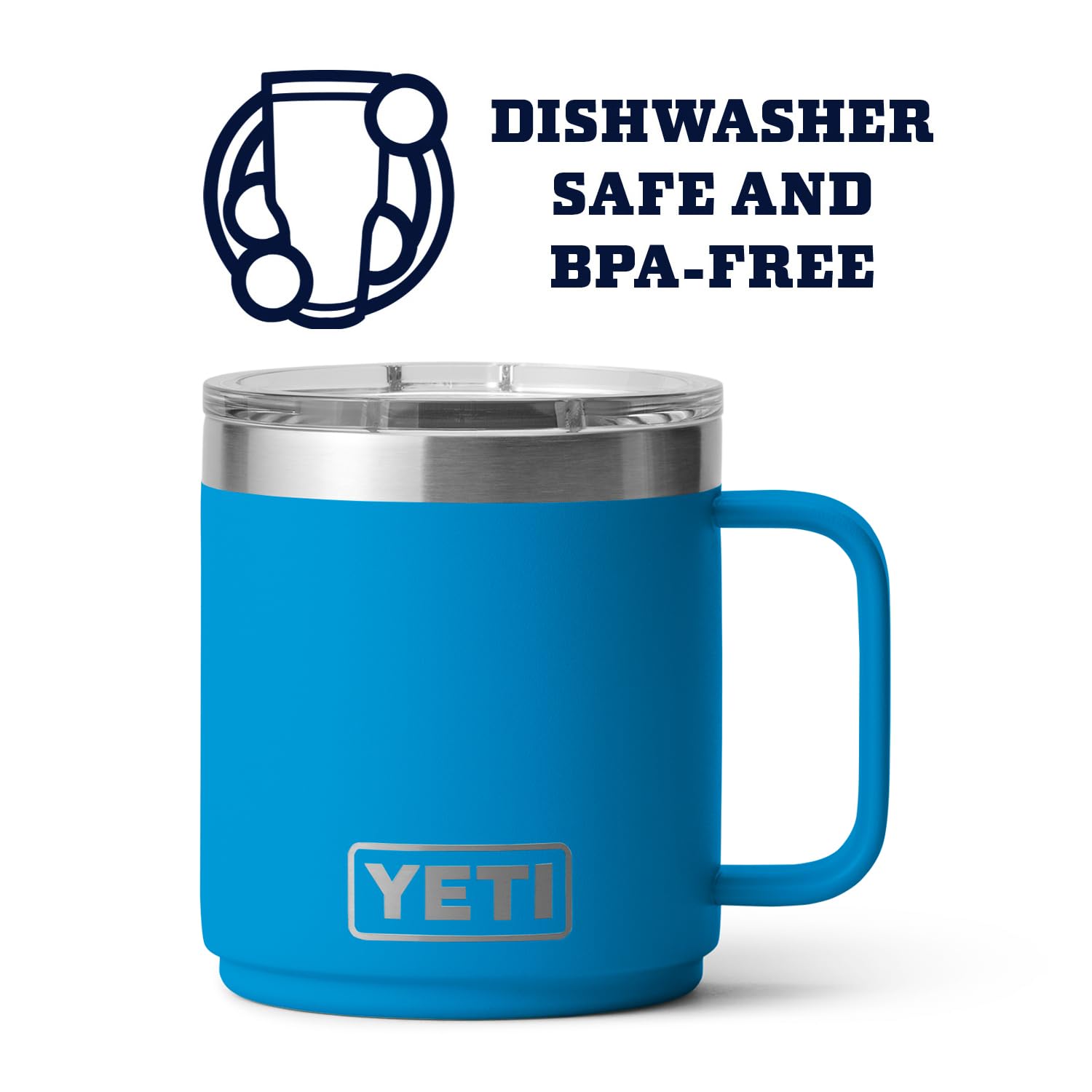 Yeti Rambler 10 Oz Stackable Mug, Vacuum Insulated, Stainless Steel With Magslider Lid, Big Wave Blue