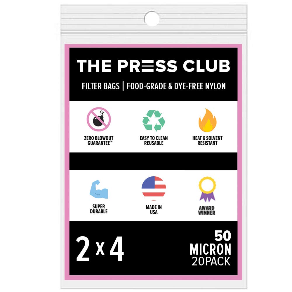 50 Micron  The Press Club  Premium Nylon Filters  2'' X 4''  20-Pack