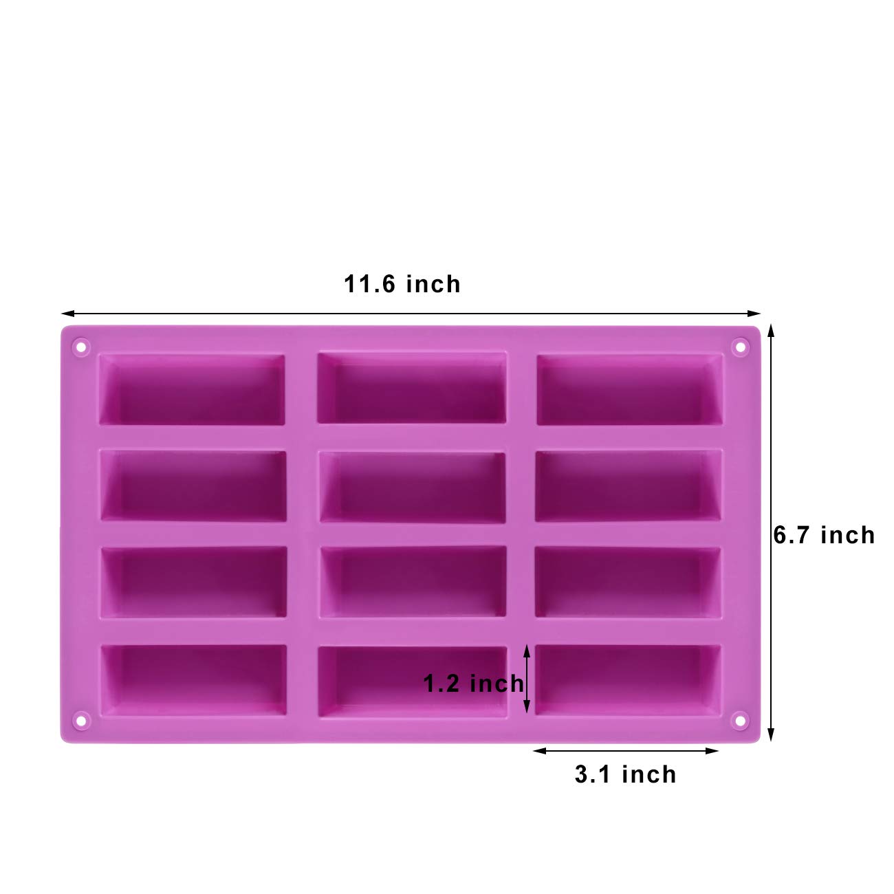 Palksky (2 Pack 12 Cavity Medium Narrow Silicone Rectangle Moldsmoldsprotein Bars Moldenergy Bars Maker For Caramel Bread Loaf M
