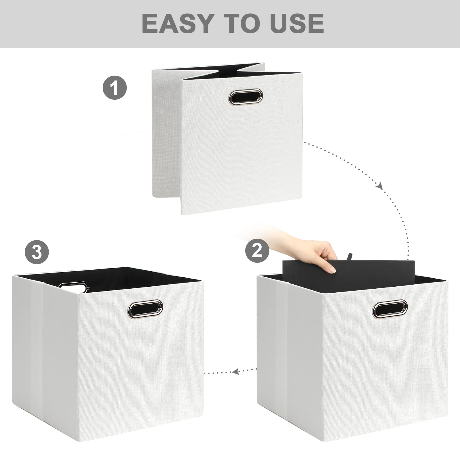 Posprica 11X11 Storage Cubes, Collapsible Storage Bins With Dual Handles, Fabric Foldable Storage Boxes Basket For Closet Shelf