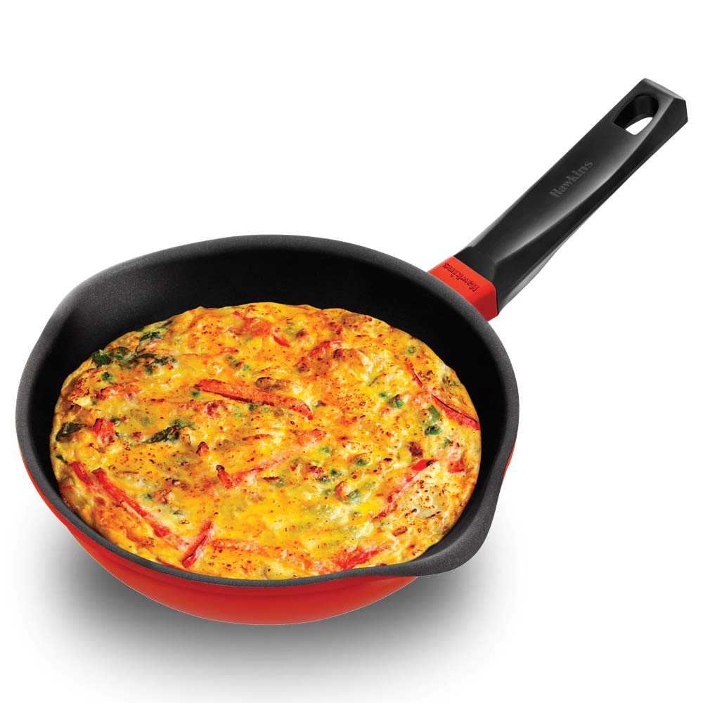 Hawkins 22 Cm Die Cast Non Stick Induction Fry Pan, Ceramic Coated Pan, Red (Idcf22)