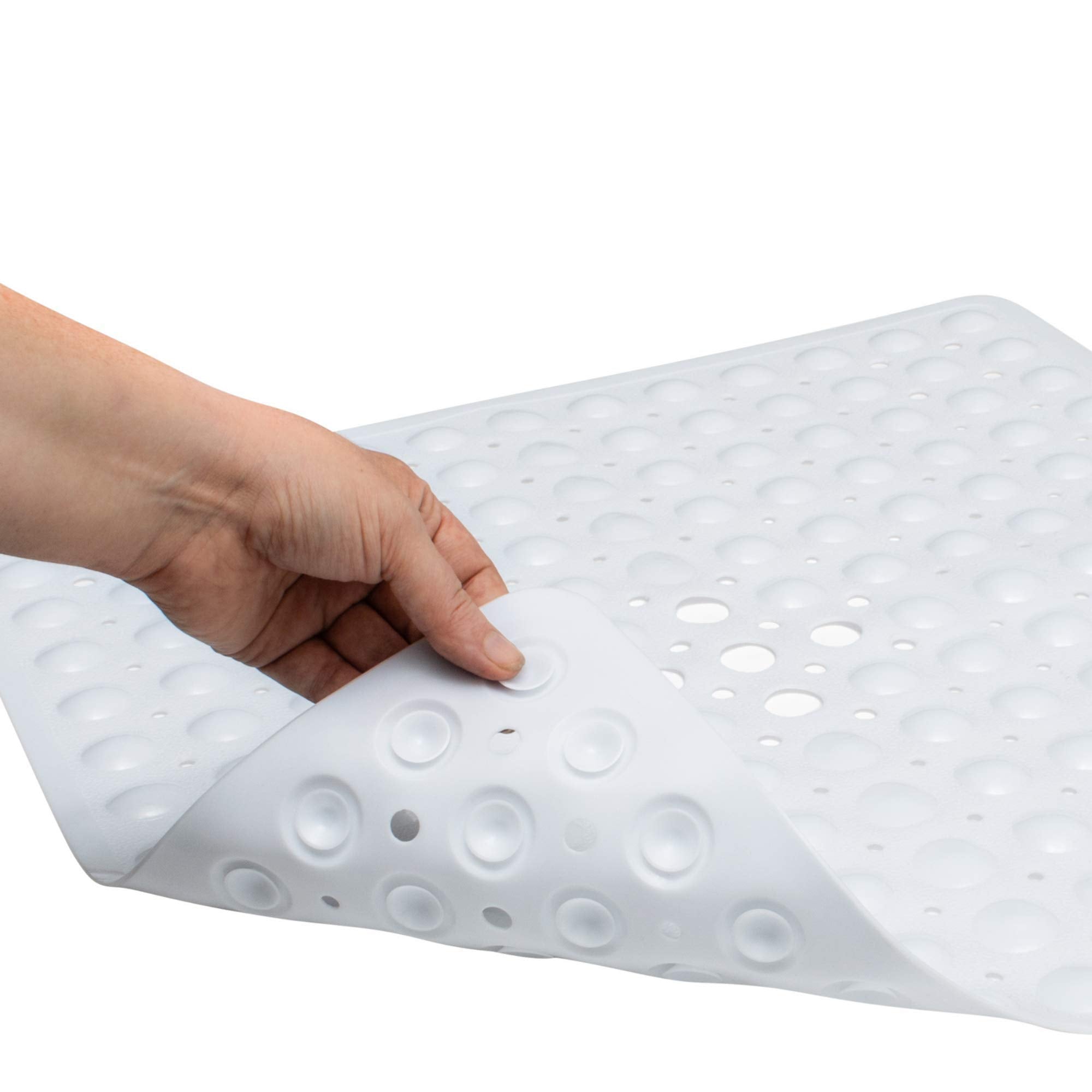 ENKOSI Square Shower Anti Slip Mat - Non Slip Shower Mat - Bath Mats for Shower Stall - Shower Mats for Showers Anti Slip - Shower Mat Square PVC Rubber Shower Mat - Inside Shower Mat (21x21 White)