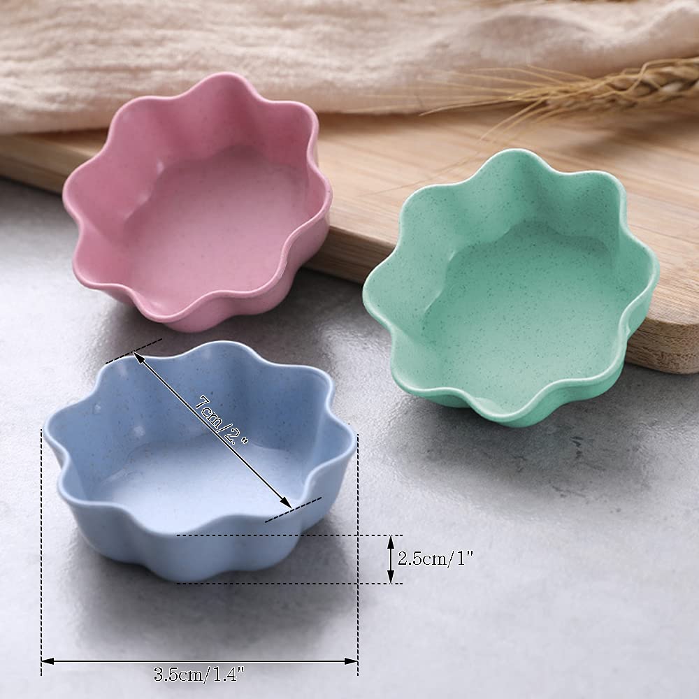 TIE-DailyNec 8 Pack Dipping Sauce Dish Seasoning Dish  Soy Sauce Dishes Plastic Dipping Bowls Multicolor Mini Appetizer Plates