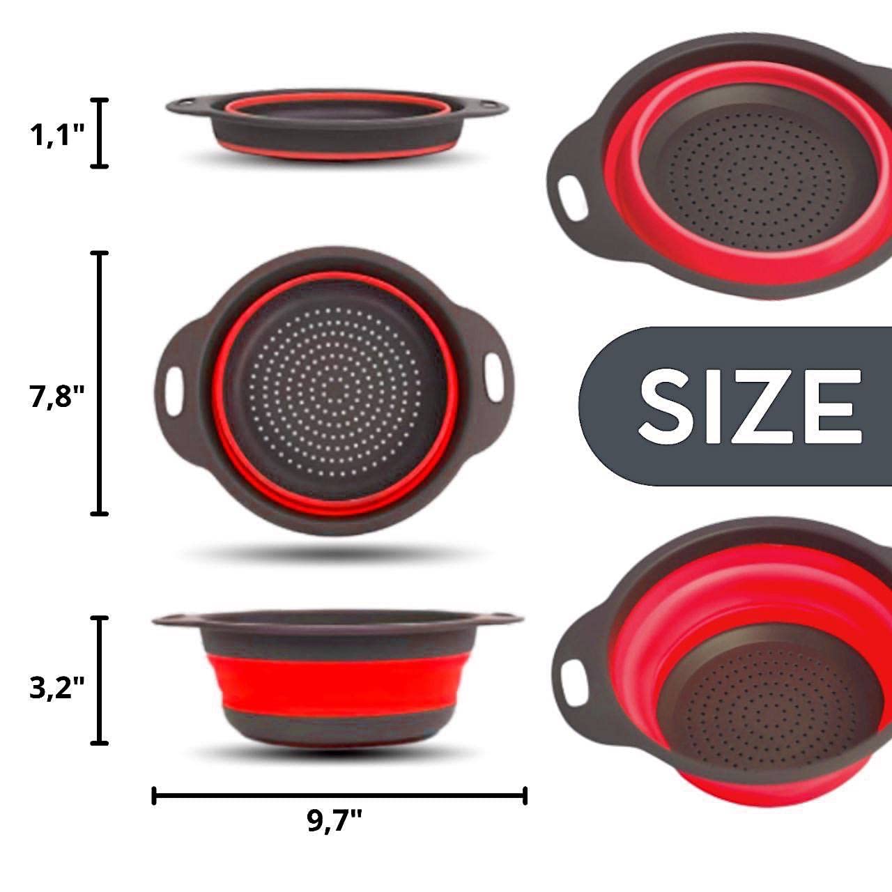 Round Collapsible Colander With Plastic Handles Round Silicone Kitchen Strainers Foldable Kitchen Strainer Perfect For Draining