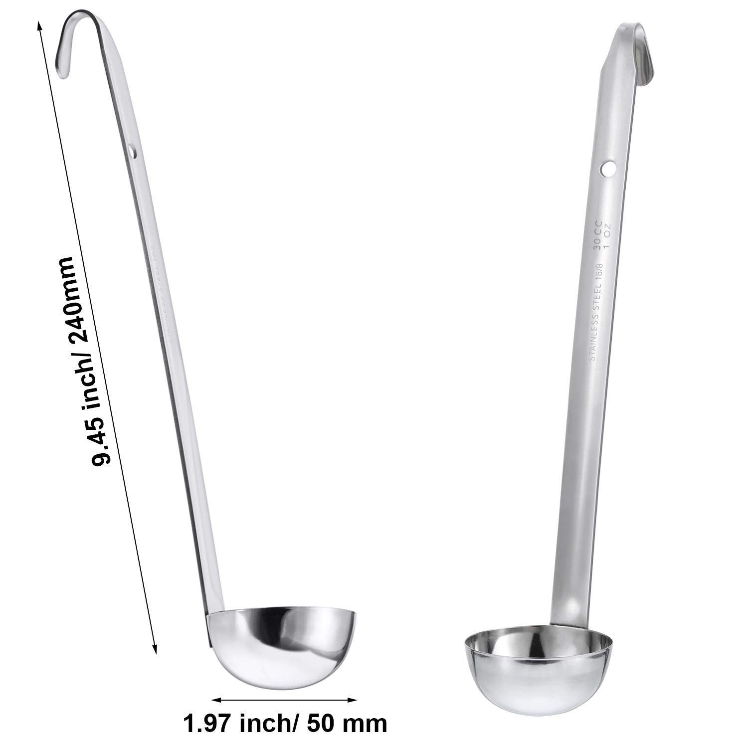 3 Pieces Stainless Steel Ladle Soup Handle Ladle With Pouring Rim For Kitchen Cooking Soup Sauce (1 Oz)