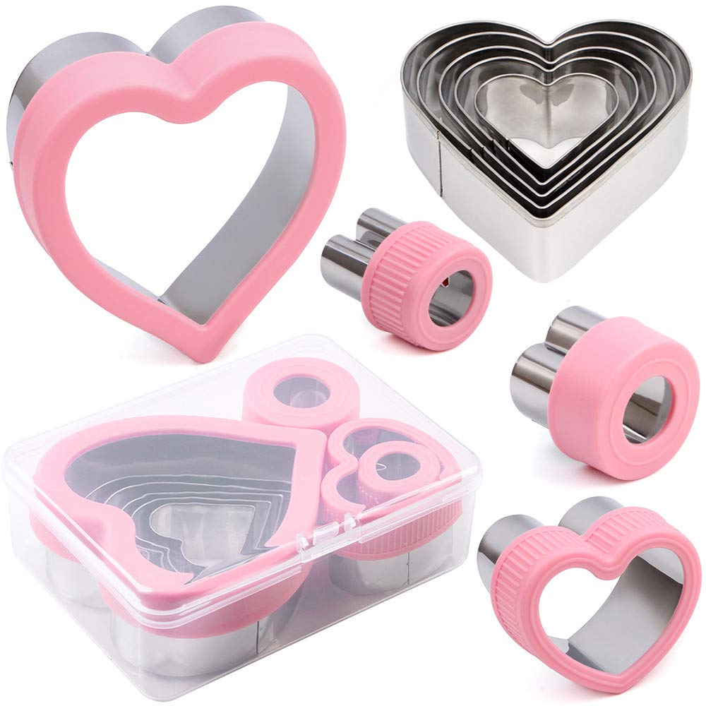Bakingworld Heart Cookie Cutter Set,9 Piece Heart Shapes Stainless Steel Cookie Cutters Mold For Cakes Biscuits And Sandwiches,0