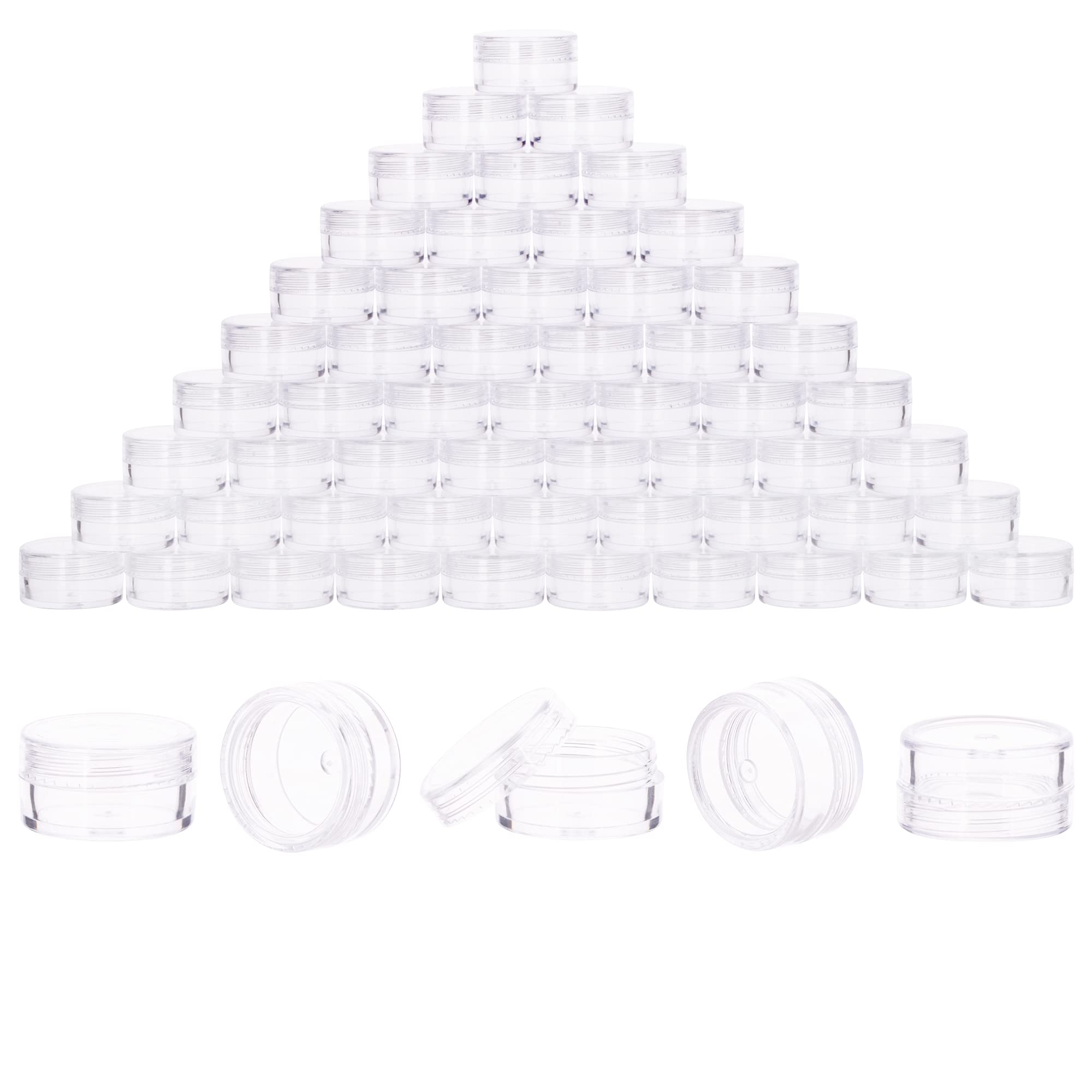 60Pcs 3 Gram Plastic Cosmetic Containers With Lids For Lotion, Creams, Toners, Lip Balms, Makeup Samples Jars Bpa Free (3G-60Pcs