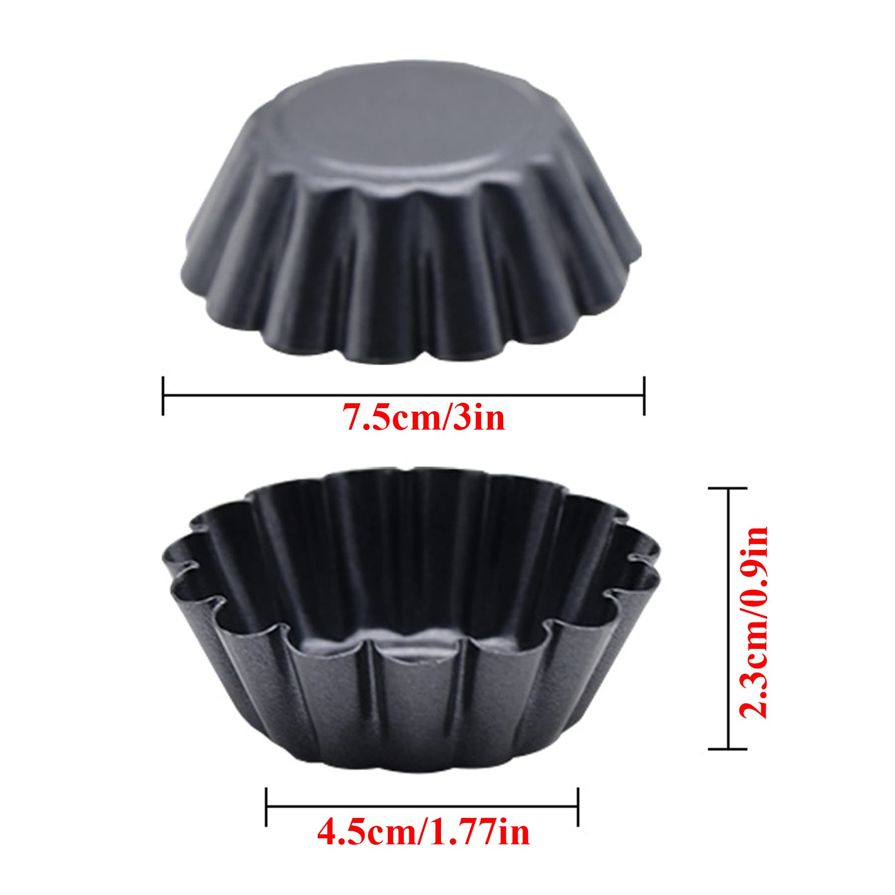Mggi 12 Packs Egg Tart Mold, Bigger Size 3 X 0.9Inch, Non-Stick Pan Carbon Steel Egg Tart Molds, Mini Pie Mould, Muffin Cupcake