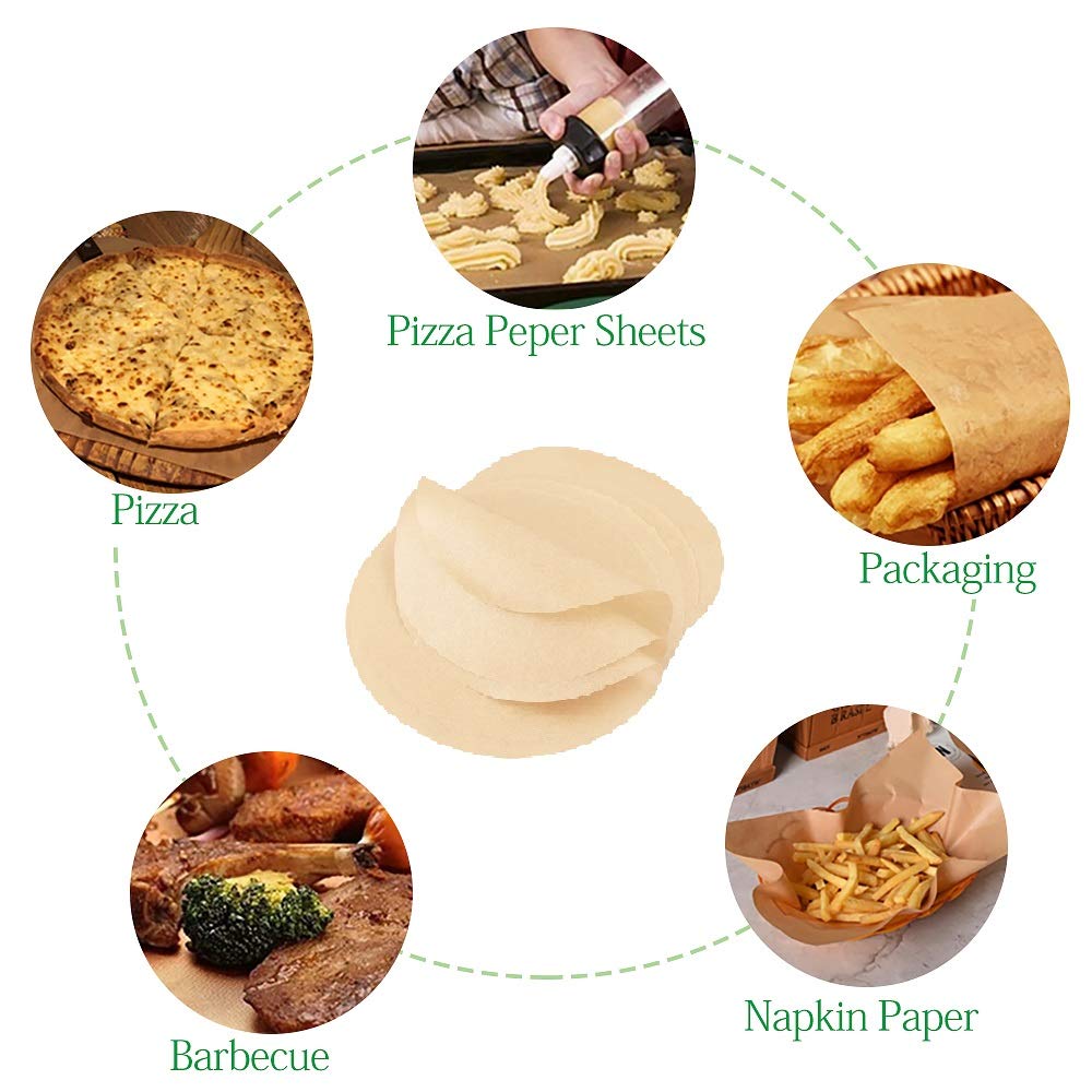 Unbleached Round Parchment Paper Sheets, Baking Circles, 100 Pcs 9 Inch Non-Stick Paper Liner For Cooking, Pizza, Baking Cakes,