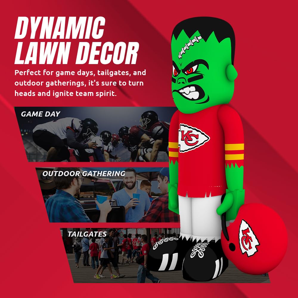 Sporticulture NFL Kansas City Cheifs 7 8 Blow Up Inflatable Steinbacker with LED Lights & Built-in Blower - Balloon Merchandise