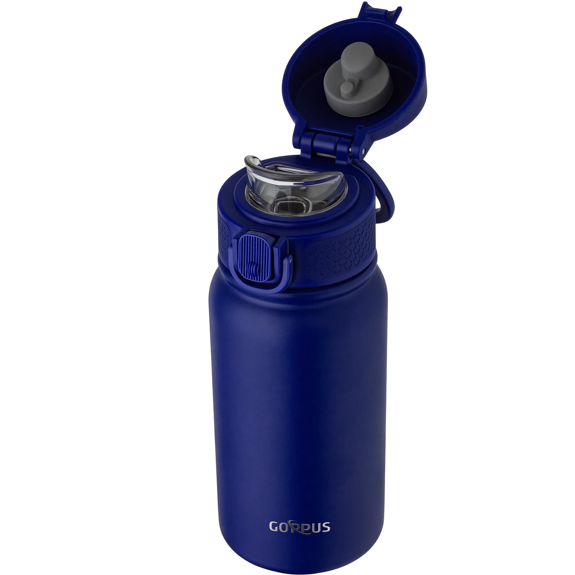 GOPPUS Kids 12oz Insulated Stainless Steel Water Bottle, Leakproof Vacuum Tumbler with Carry Handle, Fits Cup Holders, Reusable 