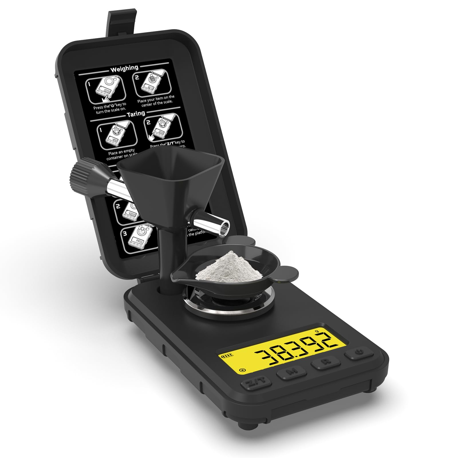 MAXUS Reloading Scale 50g/0.001g with Powder Trickler, Powder Scale with 3 Backlight Colors, Milligram Scale with Repeat Mode