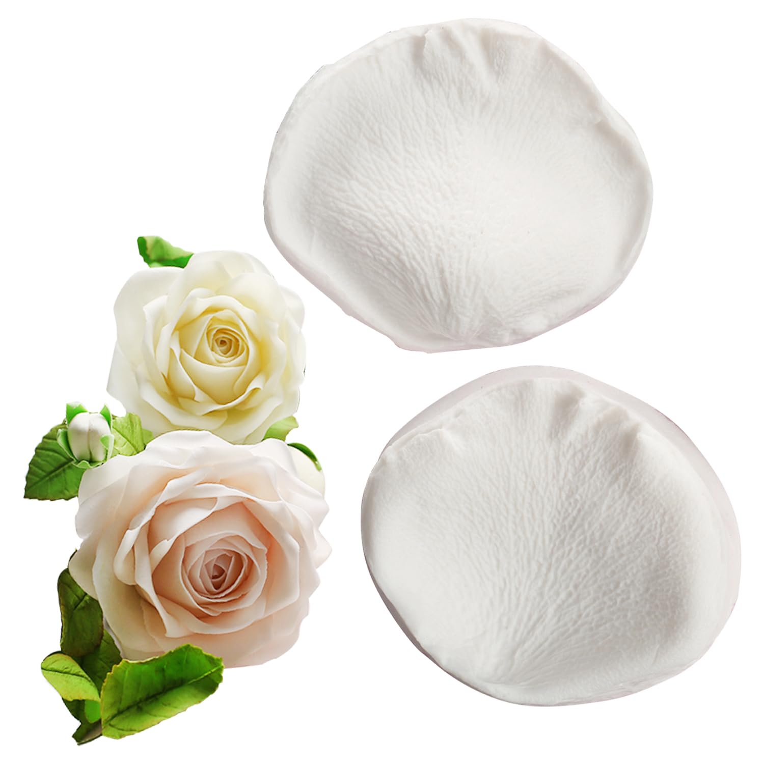 Kalaien 3D Rose Petals Shape Silicone Fondant Mold Chocolate Molds Candy Molds Veining Petal Sugar Flower Making Tool