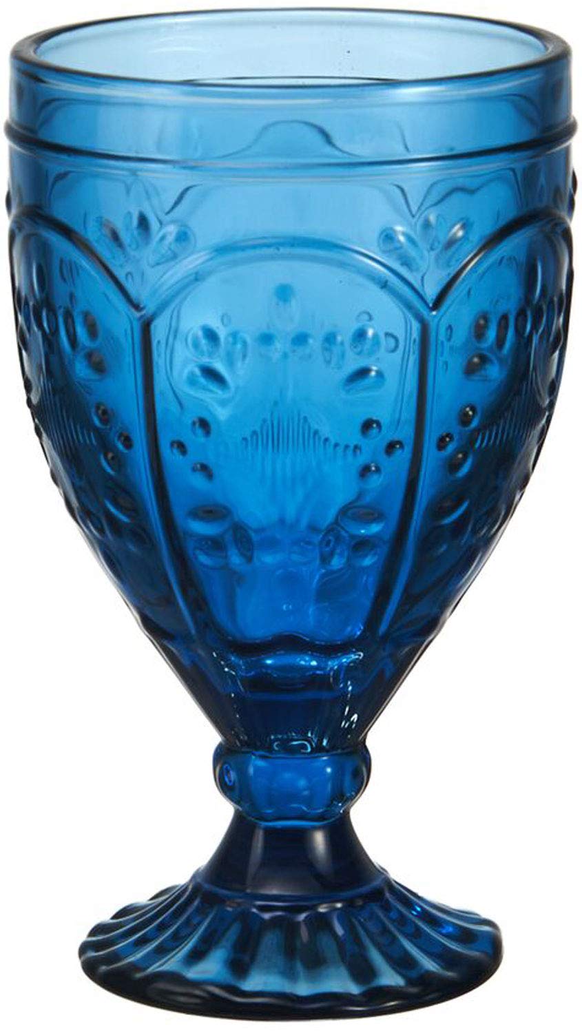 Fitz And Floyd Trestle Glassware Ornate Goblets, 4 Count (Pack Of 1), Indigo