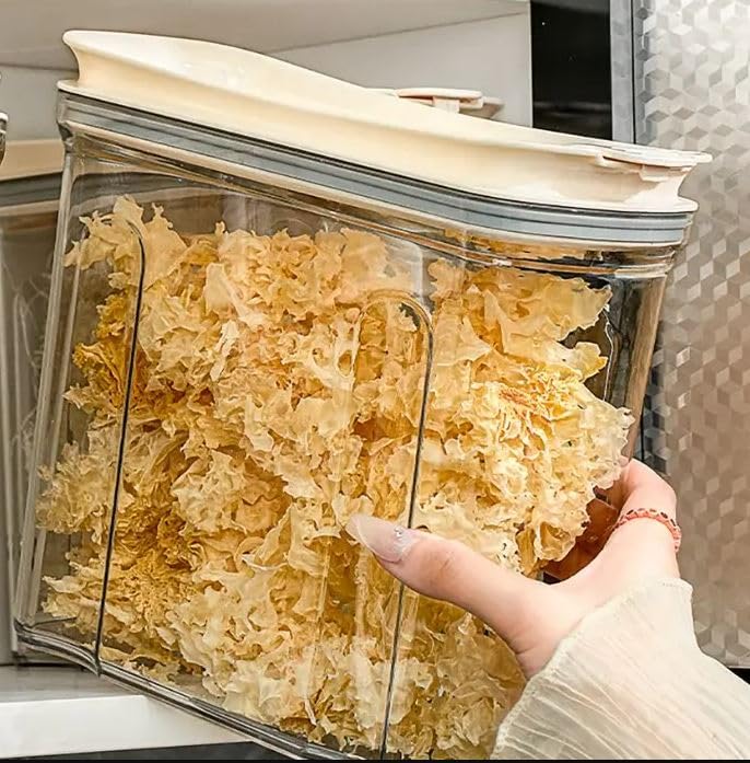 Azelf Kitchen Grain Storage Container With Lid Plastic Cereal Storage Boxes Food Sealed Jars Can
