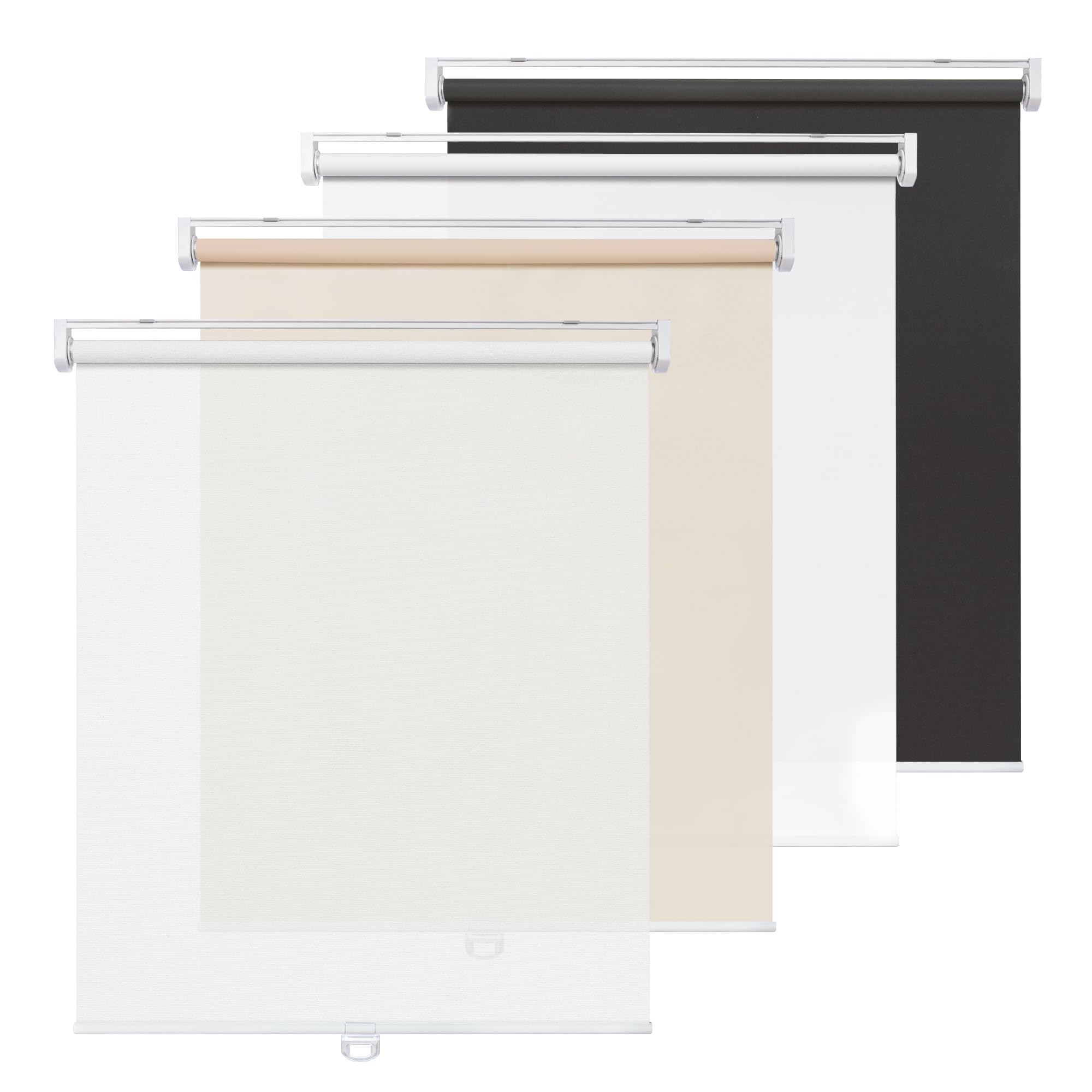 LazBlinds No Tools No Drill Cordless Roller Shades, Light Filtering Window Sheer Shades Transparent UV Protection Roll Up Blinds