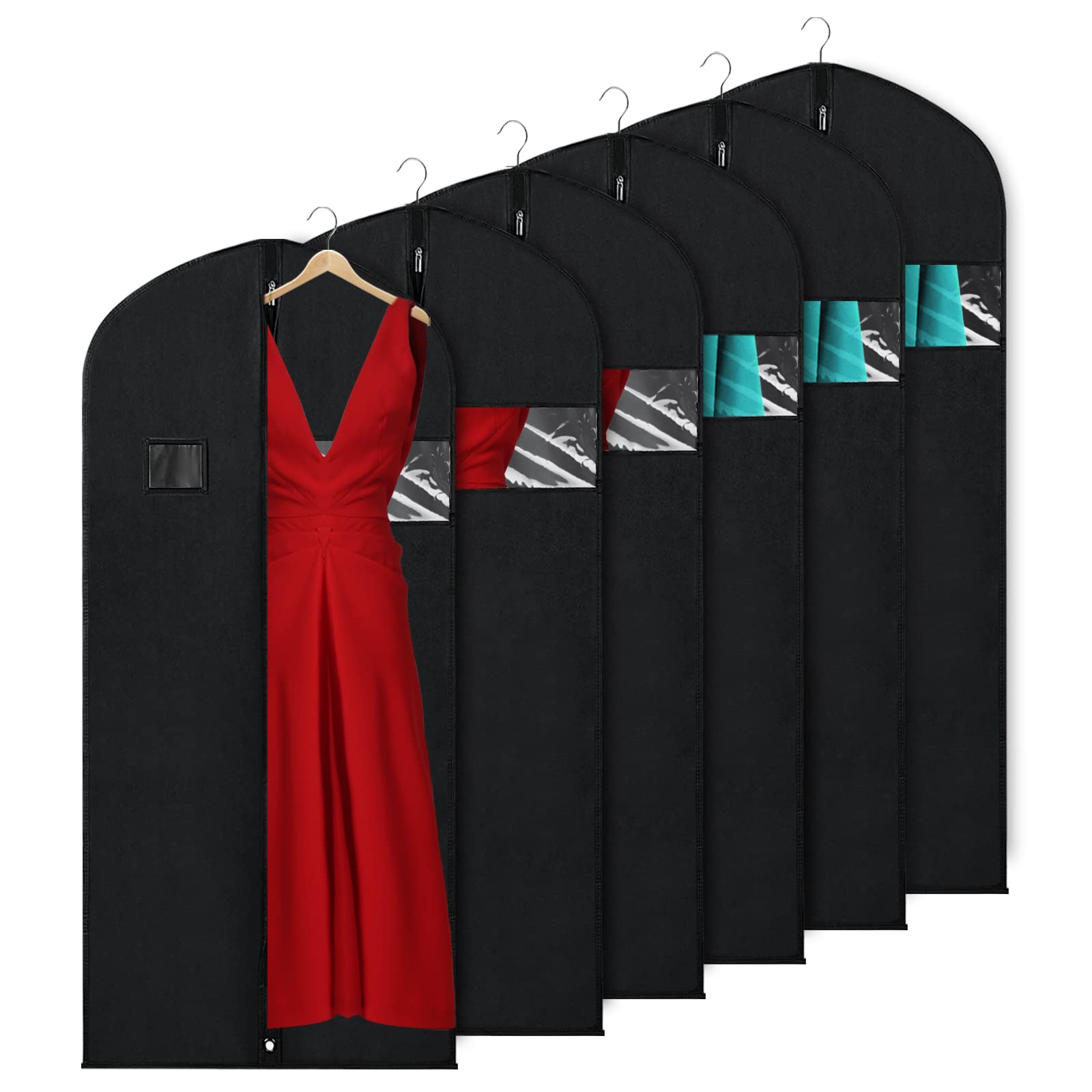 Keegh Garment Bags For Hanging Clothes 60'' (Set Of 6) Dress Bags For Gowns Long Dress Bags For Closet Storage With Zipper And E