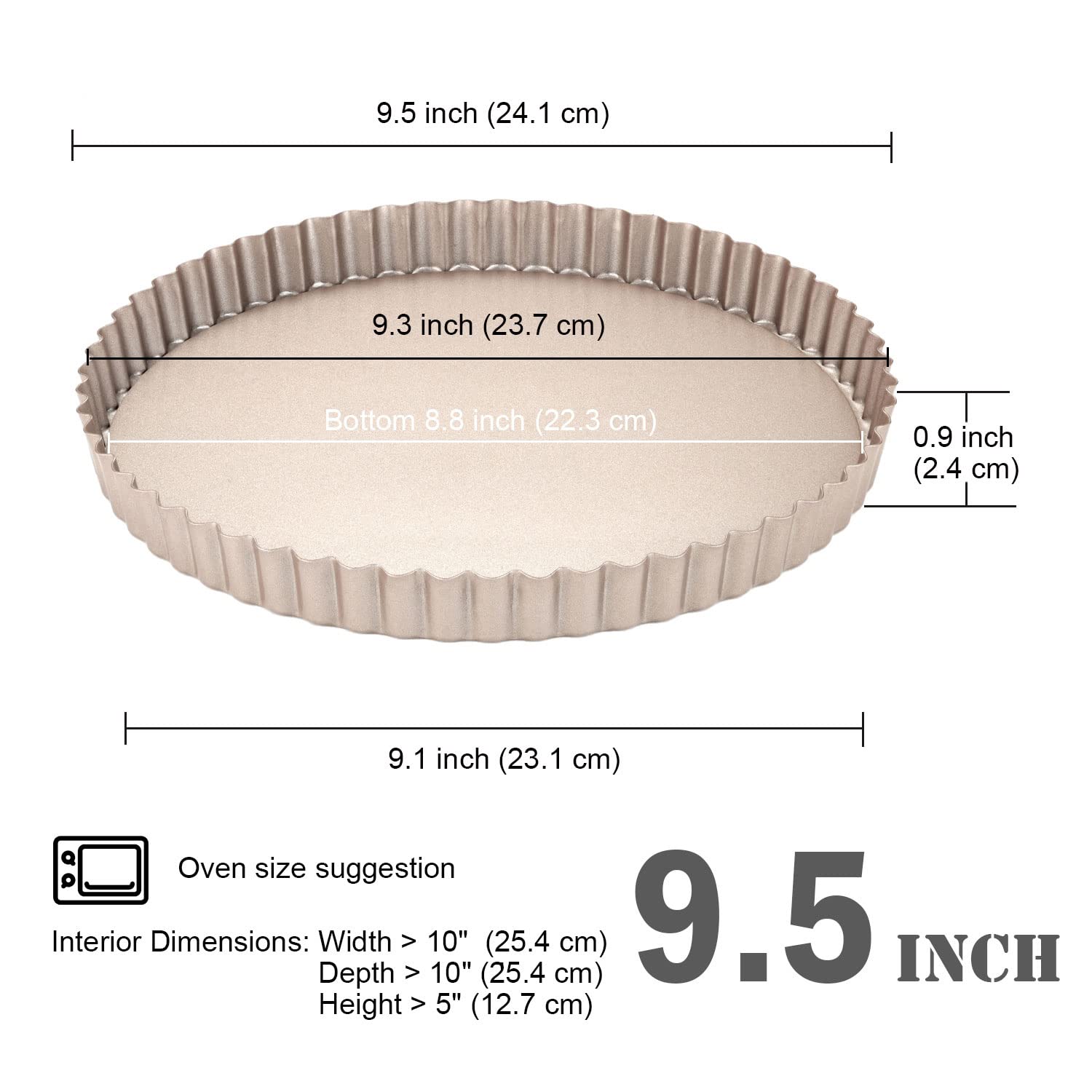 Lofyjoy Tart Pan 9 Inch Removable Bottom Coated Carbon Steel, Non-Stick Round Tartlet Tins Quiche Baking Dish Pie Pan With Flute