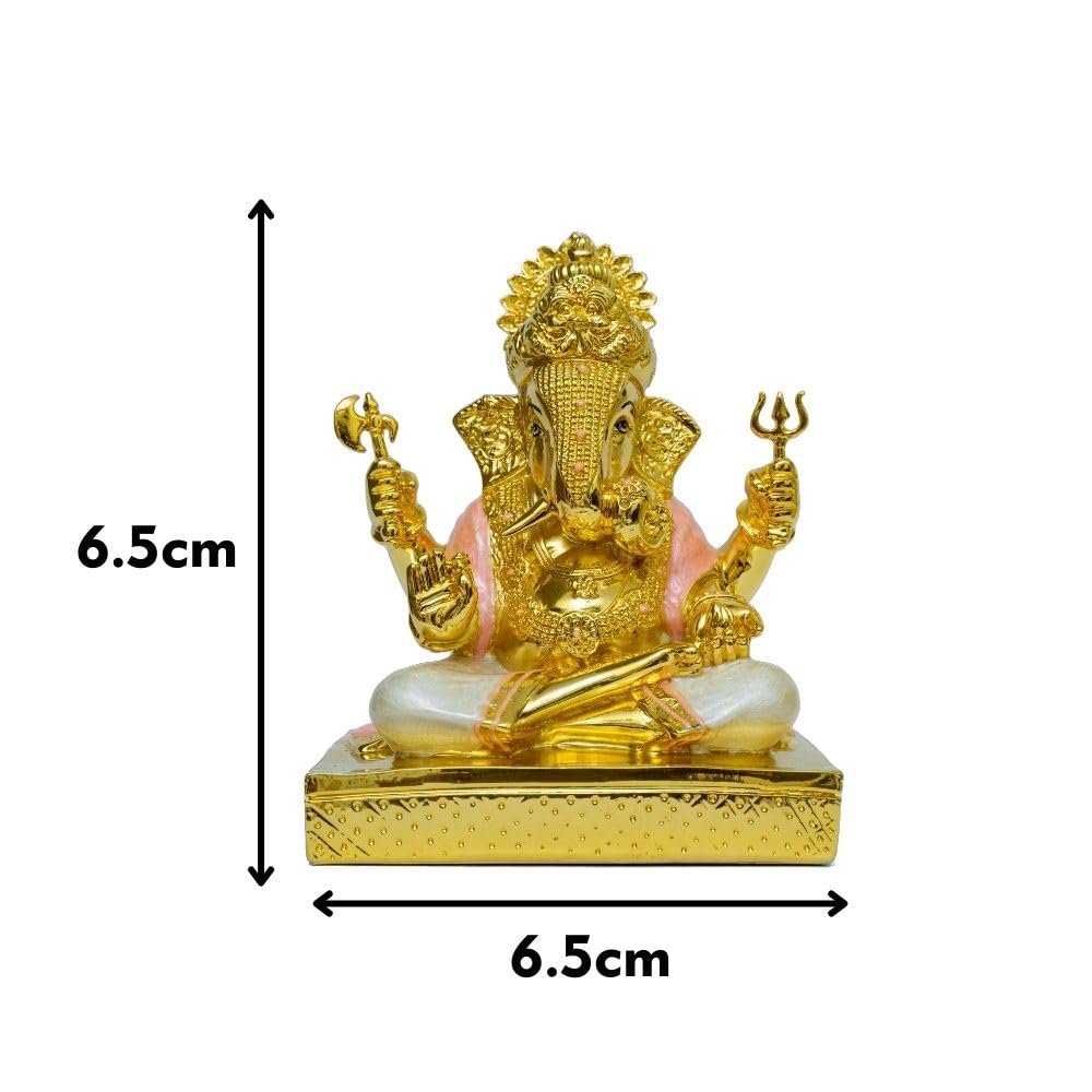Aarya24Kt Dagdushet Pearl White Ganesha Gold-Plated Ganesh Ganpati Idol Statue For Home Decor, Office Desk & Pooja Room | Large