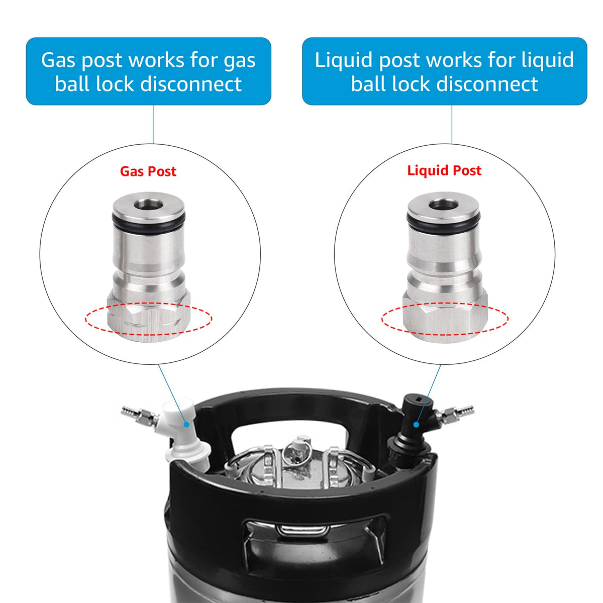 MRbrew Cornelius Keg Posts - Stainless Steel Gas & Liquid Poppets, 19 ...