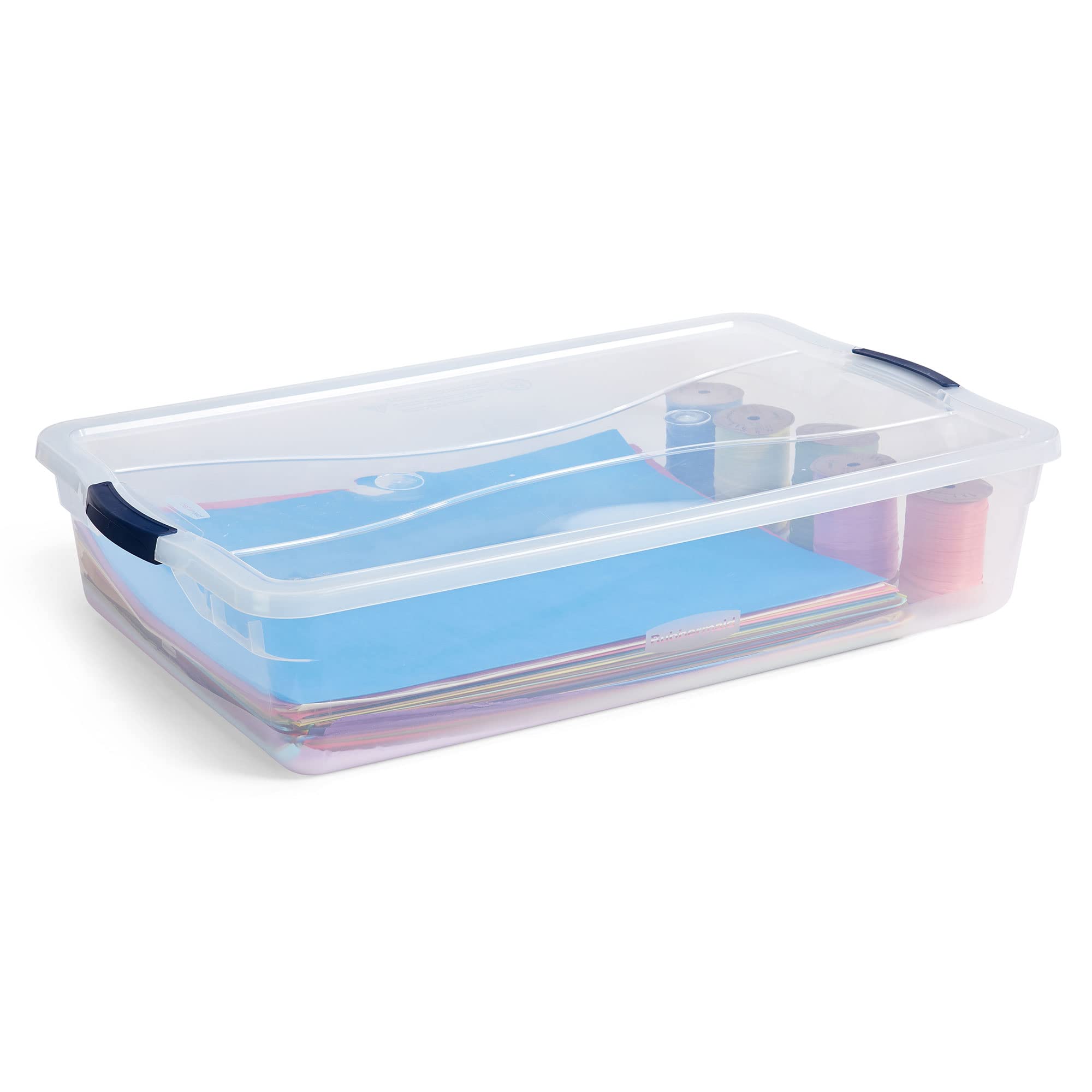 Rubbermaid Cleverstore Clear 41 Qt, 4-Pack, Made In Usa, Stackable Clear Storage Bins With Lids, See-Through Plastic Storage, Wi