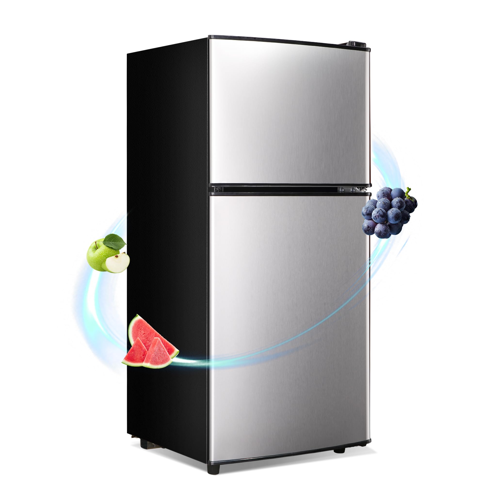 rosmena Apartment Size Refrigerator, 4.0 Cu.Ft Small Refrigerator with Freezer Suitable for Apartment, Office, Kitchen, Dorm, Co