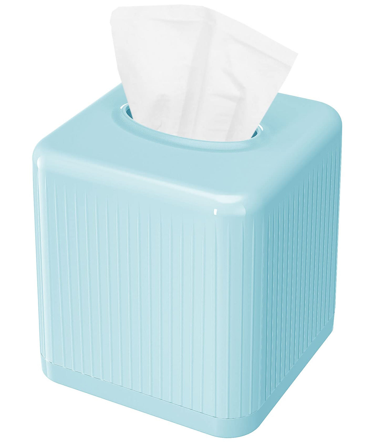 Livelab Tissue Box Cover With Base, Square Plastic Tissue Box Holder Decorative Tissue Cover Modern Cube Facial Tissue Dispenser