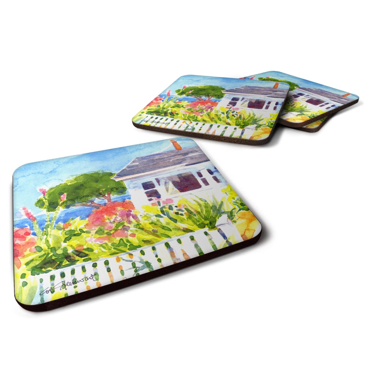 Carolines Treasures Houses Foam Coasters (Set of 4), 3.5 H x 3.5 W, Multicolor