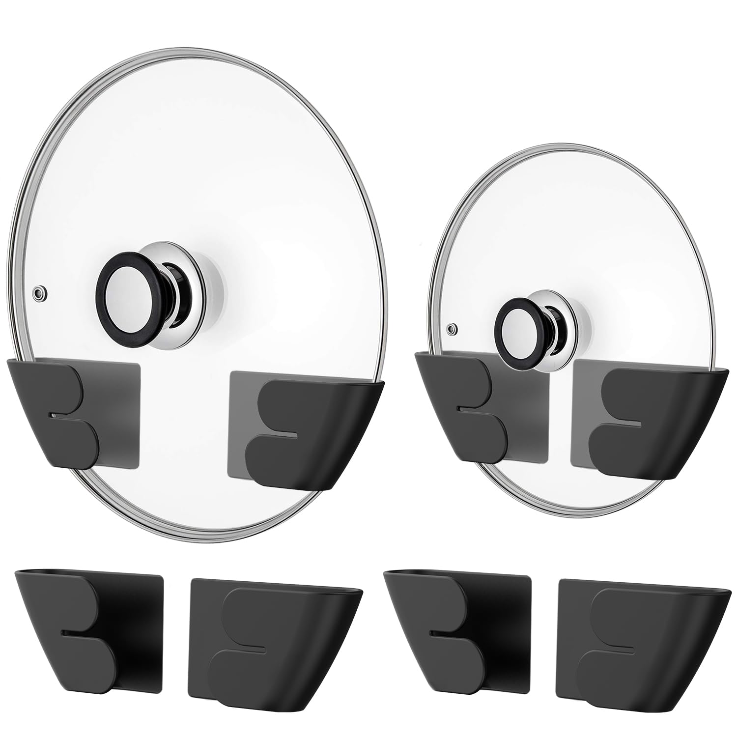 Niceyos Universal Adjustable Pot Lid Organizer For Cabinet - Upgraded Patented Set Of 4 Pan Lids Organizers Inside Cabinet Door