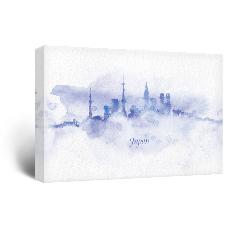 Wall26 Canvas Wall Art - Impressionism Watercolor Style City Landscape Of Japan - Giclee Print Gallery Wrap Modern Home Art Read