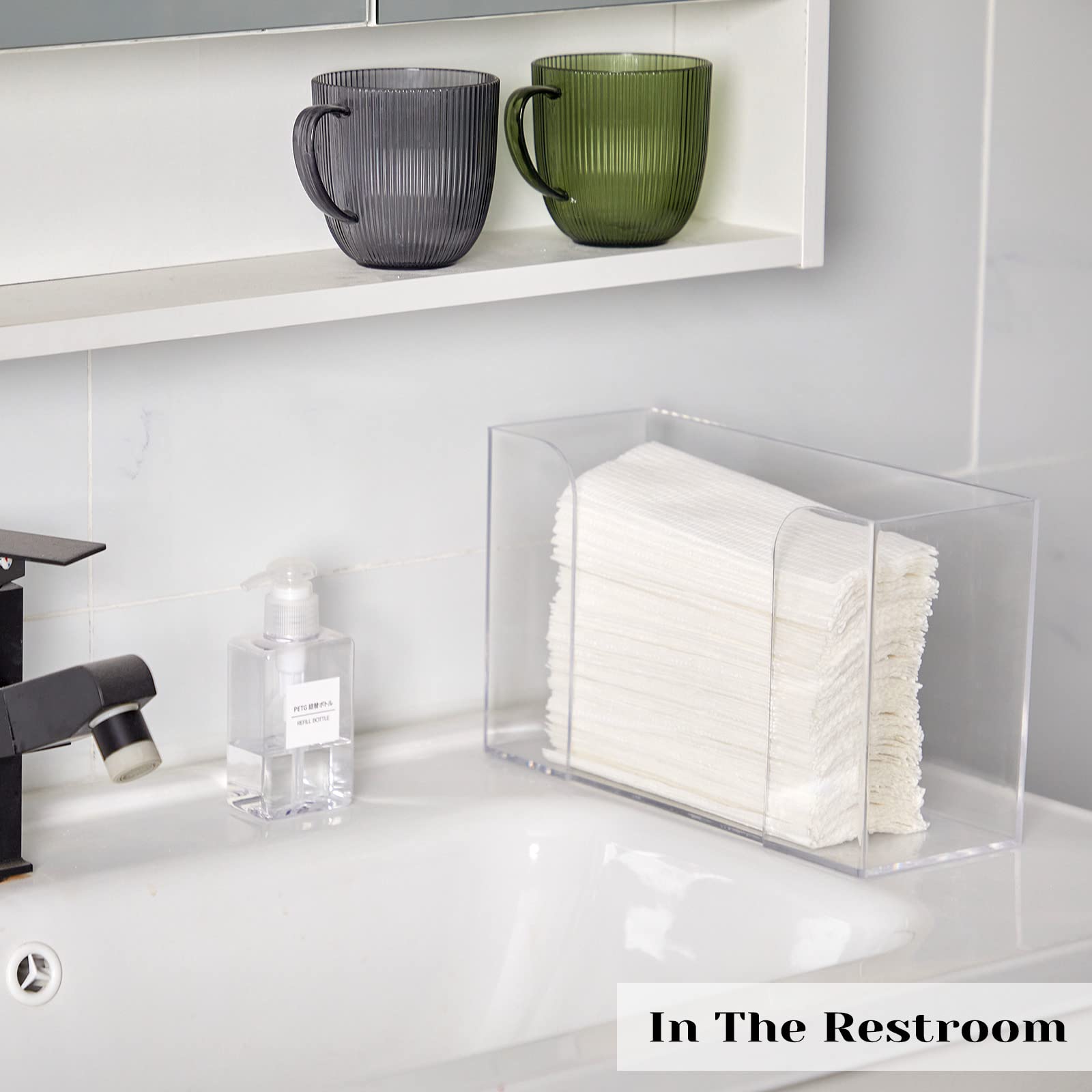 Deekin Paper Towel Dispenser Countertop Acrylic Folded Paper Towel Holder, 11.4'' W X 4.2'' D X 6.7'' H, Clear Guest Napkin Disp
