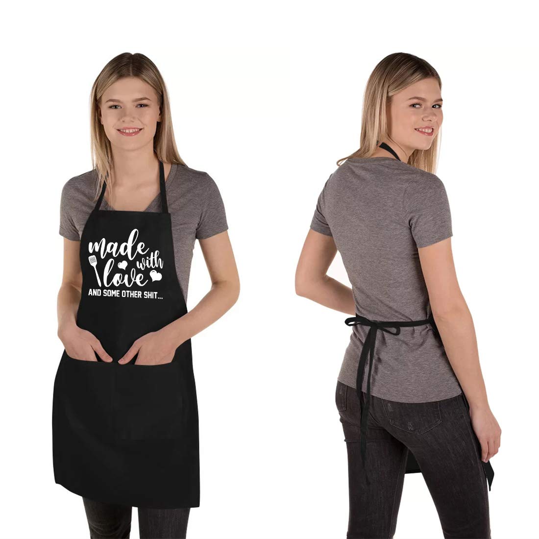 Saukore Funny Aprons For Women Men, Novelty Kitchen Cooking Apron With 2 Pockets, Cute Baking Gifts For Bakers - Birthday Housew