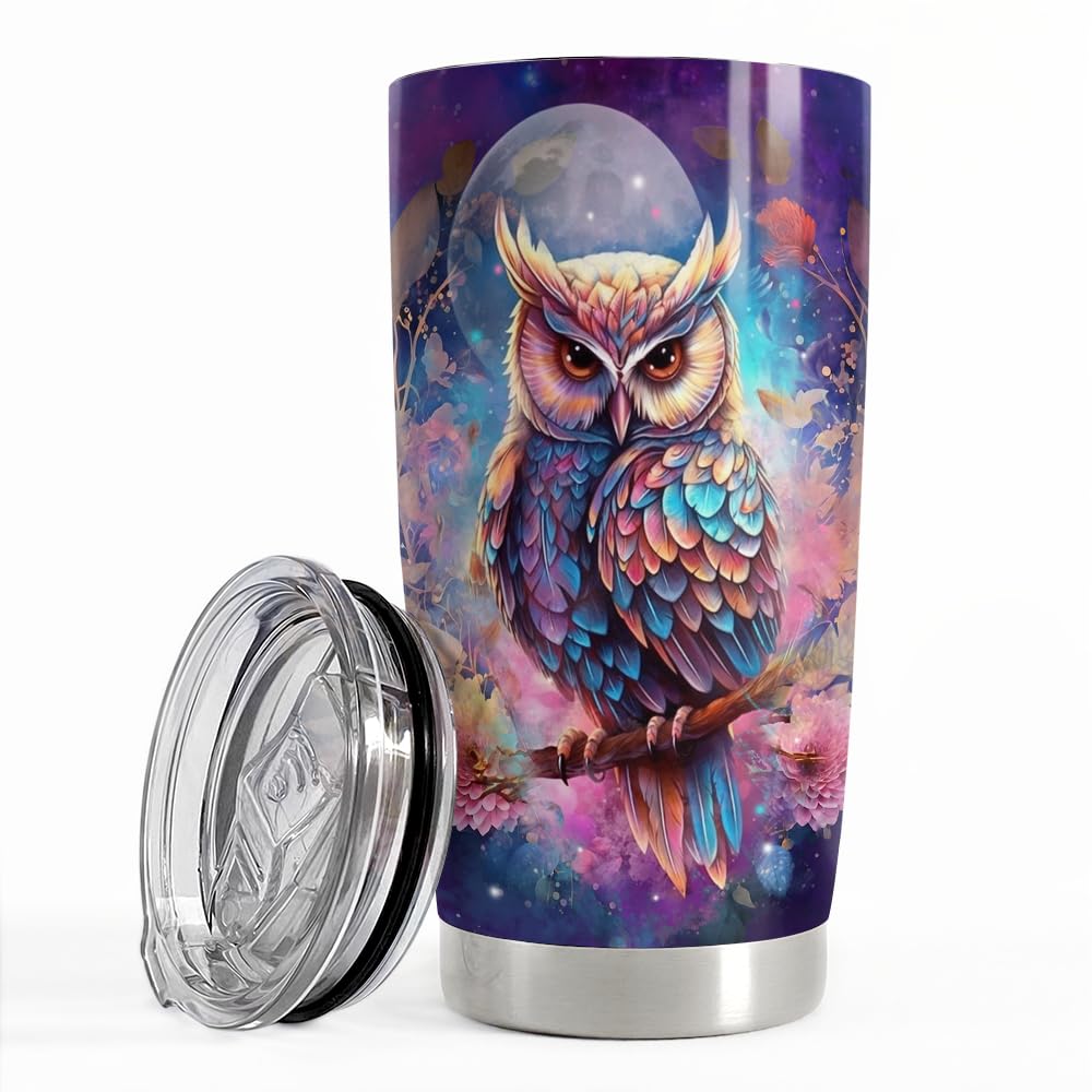 SANDJEST Owl Tumbler 20oz Stainless Steel Insulated Tumblers Coffee Travel Mug Cup Owls Gifts for Women Girls Gift for Birthday 