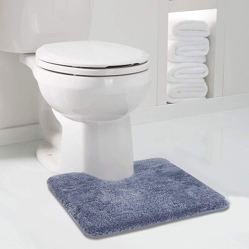Walensee Bathroom Contour Rug (20X24, Blue) Non Slip Bath Mat For Bathroom Water Absorbent Soft Microfiber Shaggy Bathroom Mat M