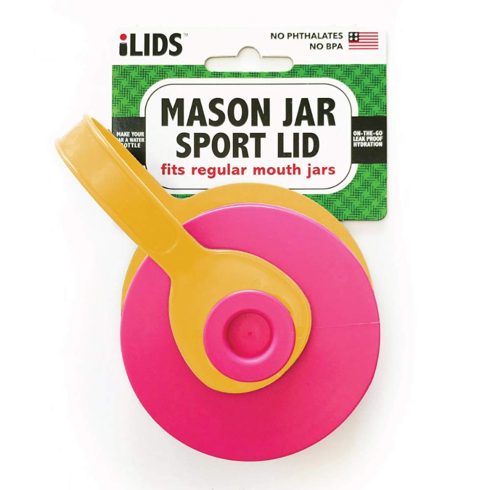 Ilids Mason Jar Sport Lid, Regular Mouth, Hot Pink, Pack Of 2