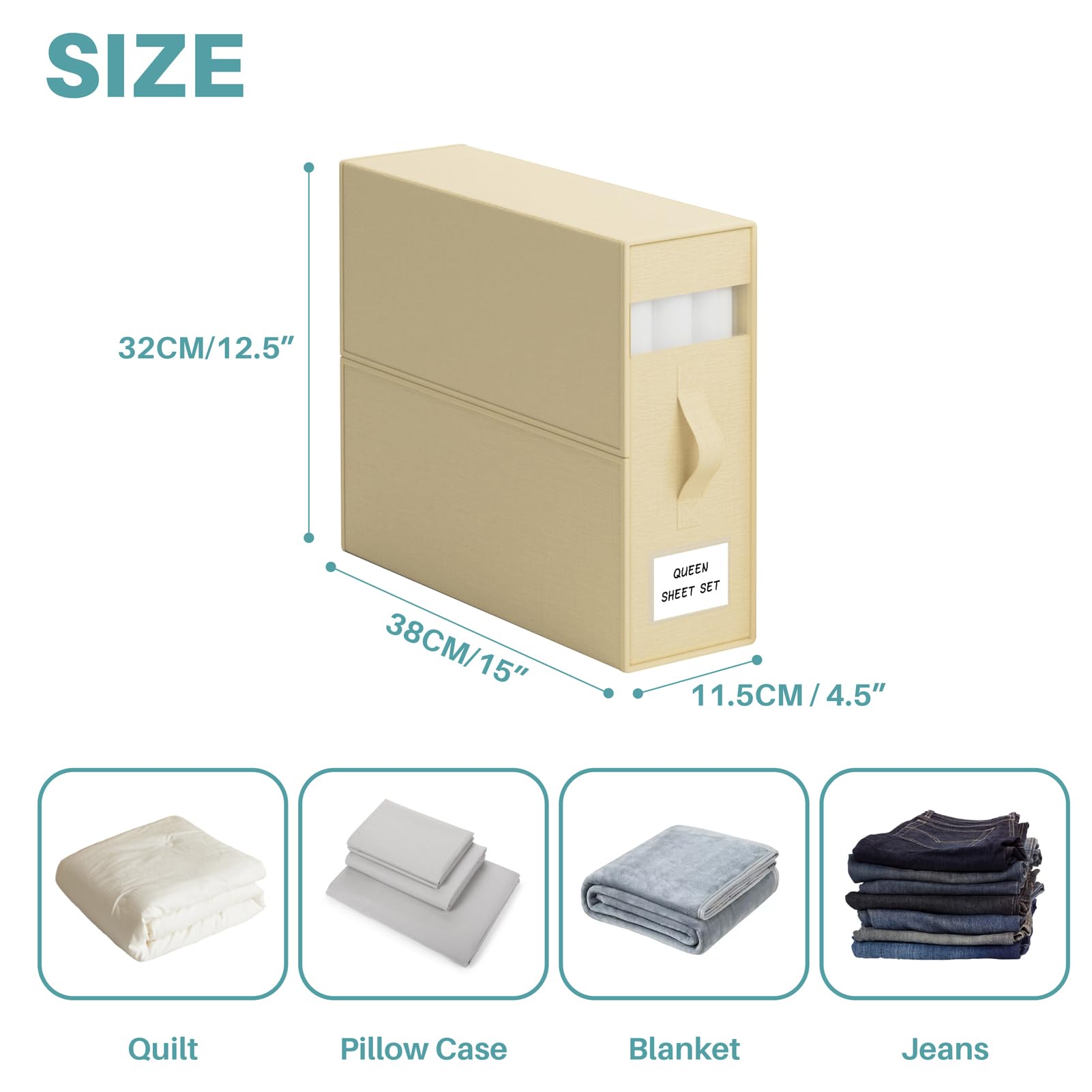 PARANTA Bed Sheet Organizers and Storage 4 Pack,Foldable Linen Closet Organizer,Twin Full Bed Sheet Organizers with Label Handle