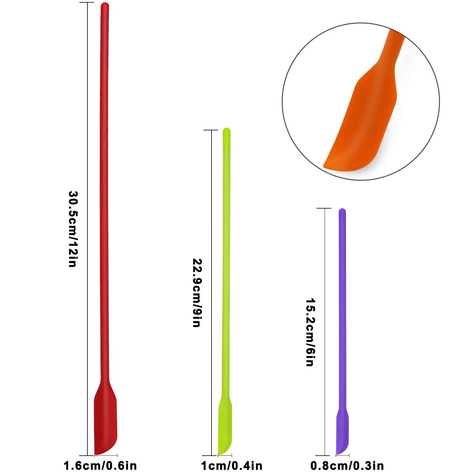 4Pcs Mini Silicone Spatula Set, 3 Size Makeup Spatula Small Rubber Spatula For Thin Jar Skinny Openings Bottles, Tiny Scraper Fo