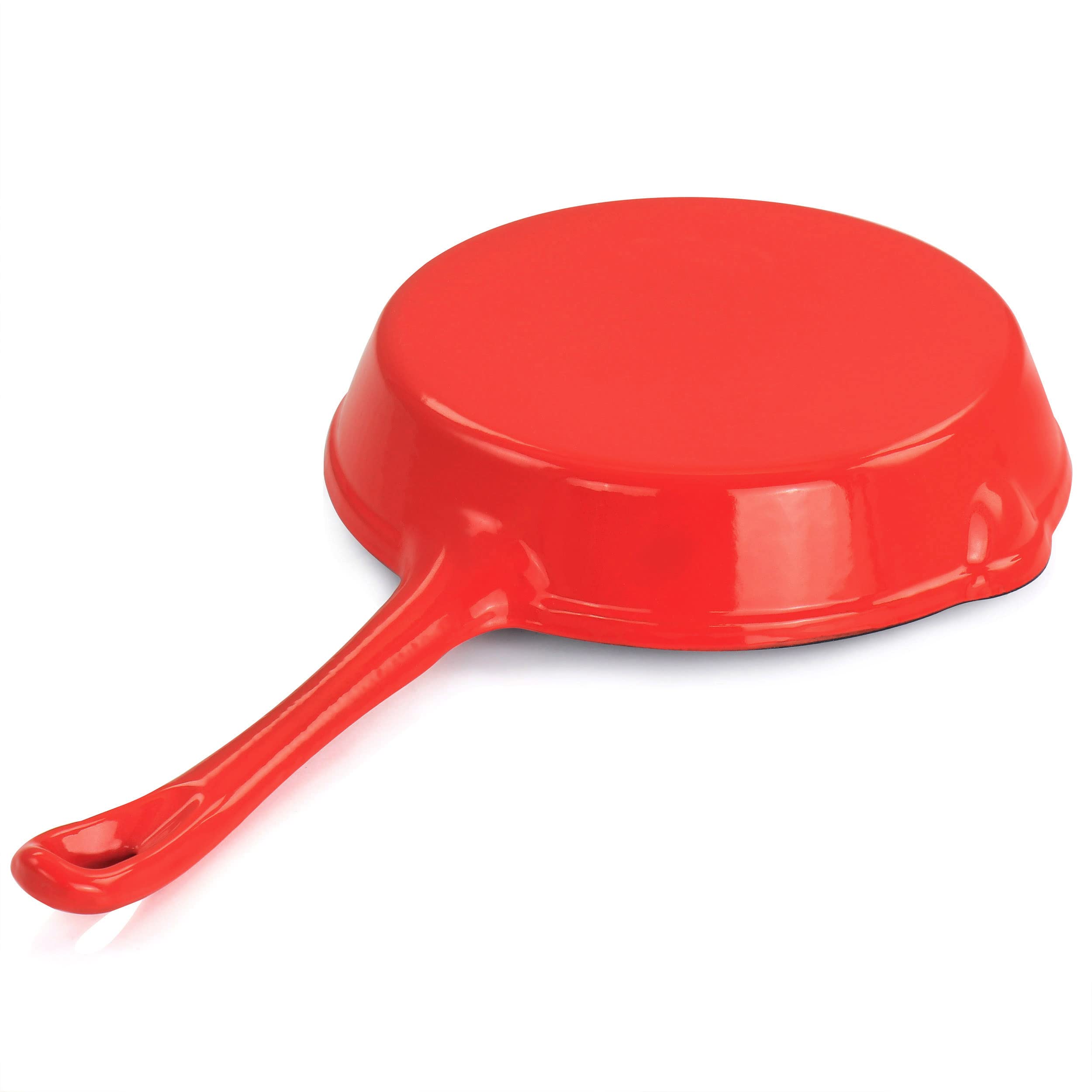 Megachef Enameled Round 8 Inch Preseasoned Cast Iron Frying Pan In Red (Mcce-8)