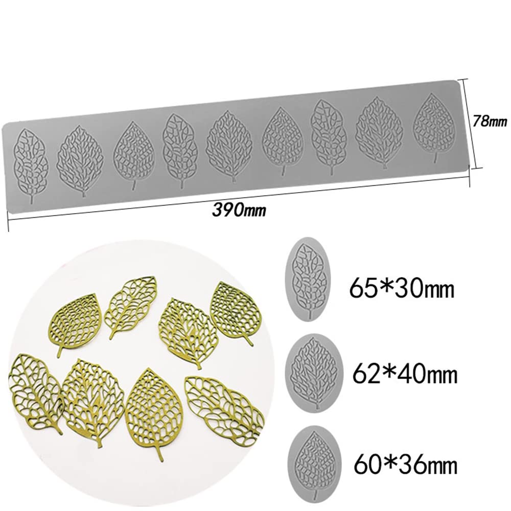 3D Hollow Leaf Fondant Lace Mold Multi Leaves Flower Candy Mold Chocolate Sugar Craft Cake Decoration Cupcake Top (J Leaf_15.6 *